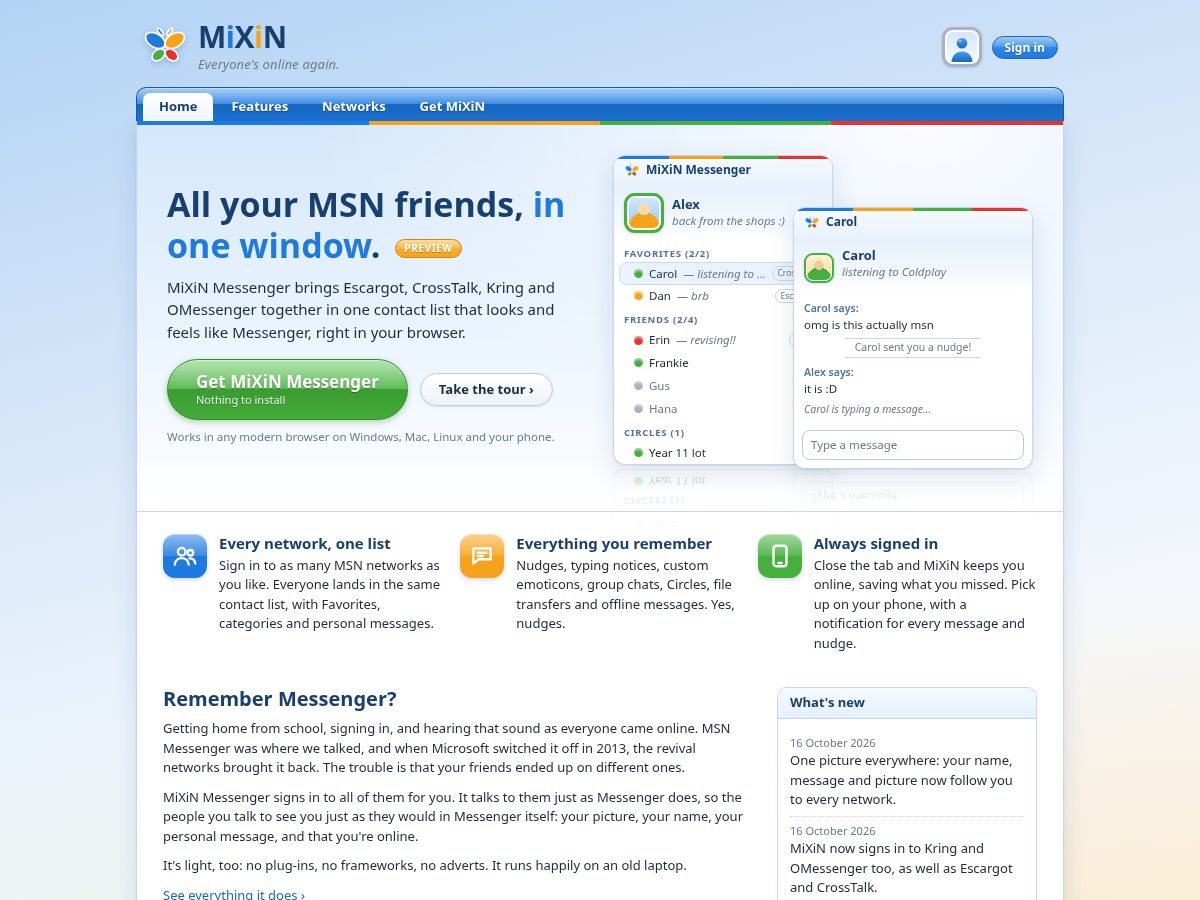 Landing-page snapshot of mixin.fyi