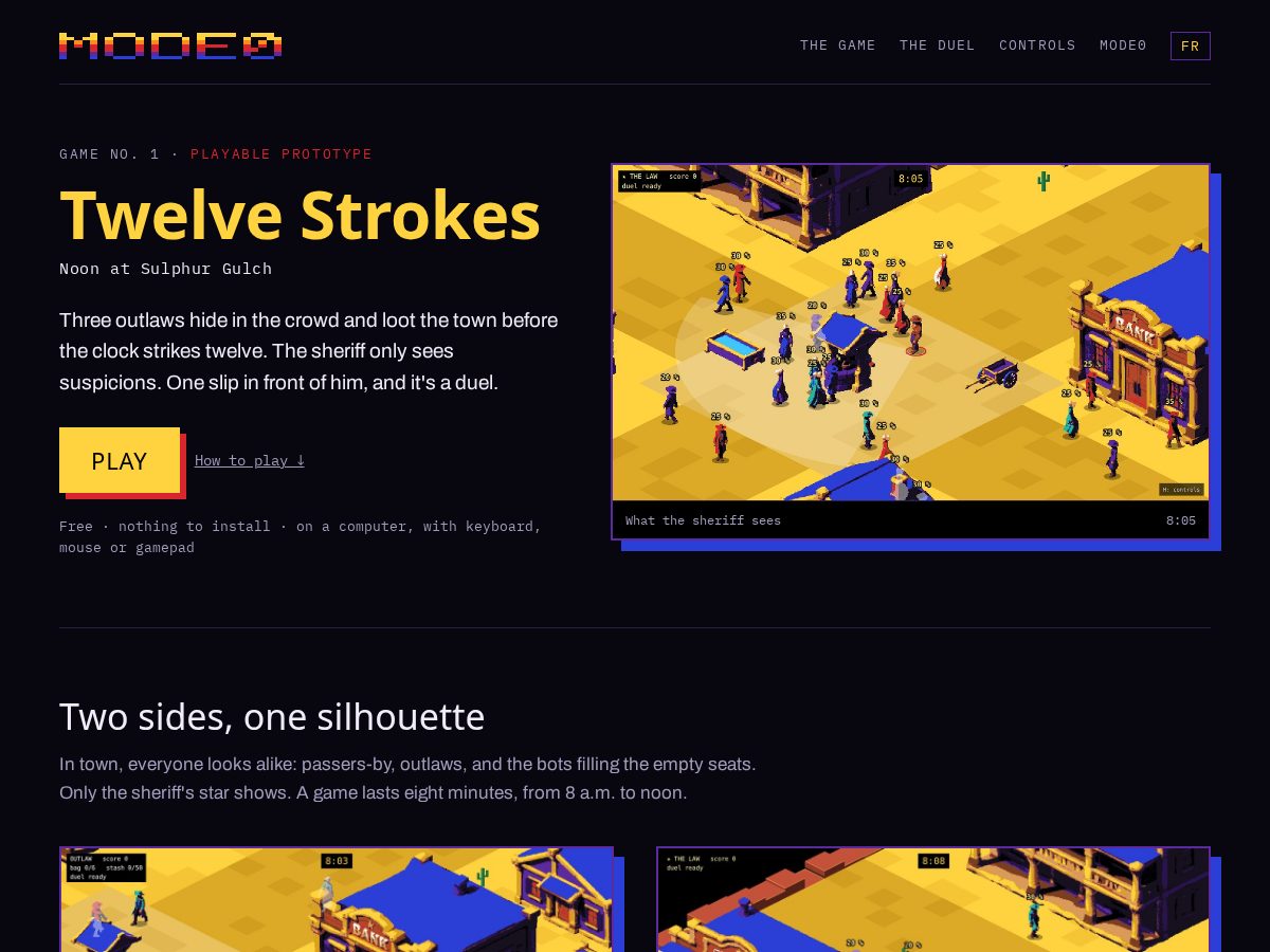 Landing-page snapshot of mode0.games