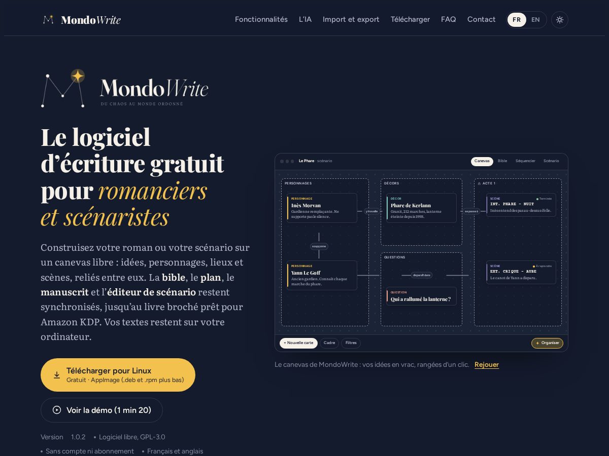 Landing-page snapshot of mondowrite.com