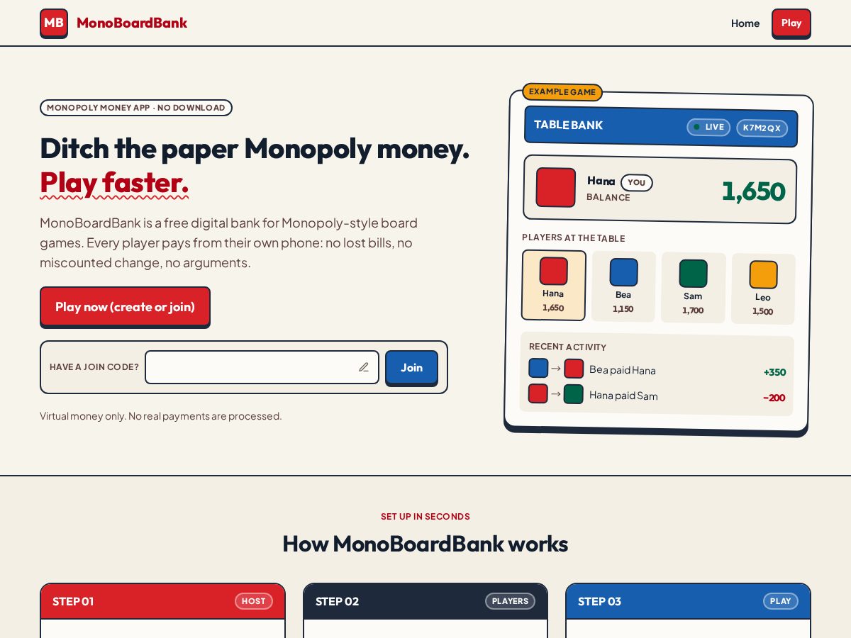 Landing-page snapshot of monoboardbank.com