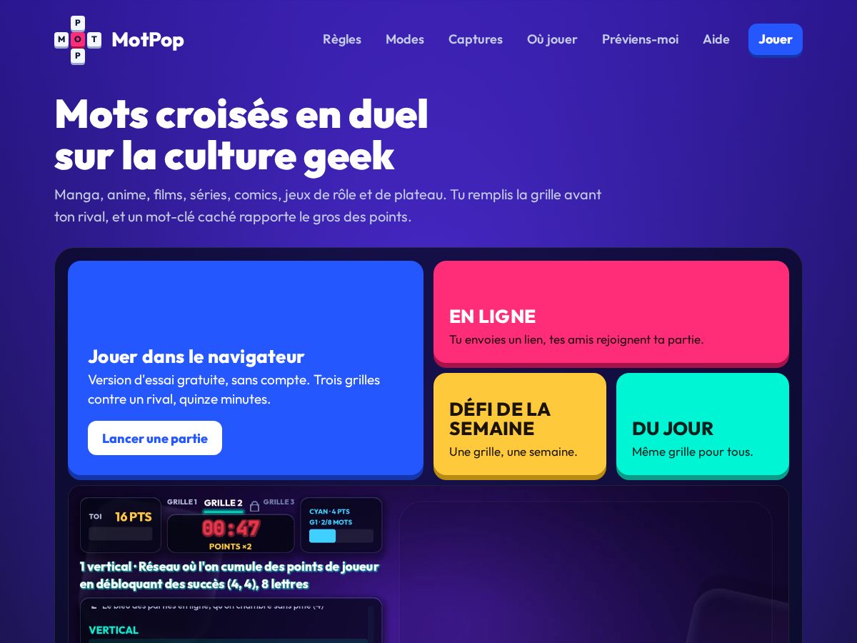 Landing-page snapshot of motpop.com