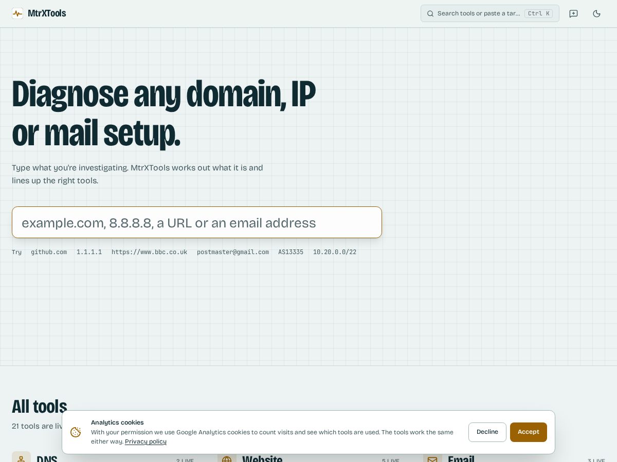 Landing-page snapshot of mtrxtools.com