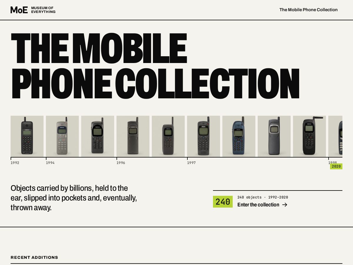 Landing-page snapshot of museumofeveryth.ing