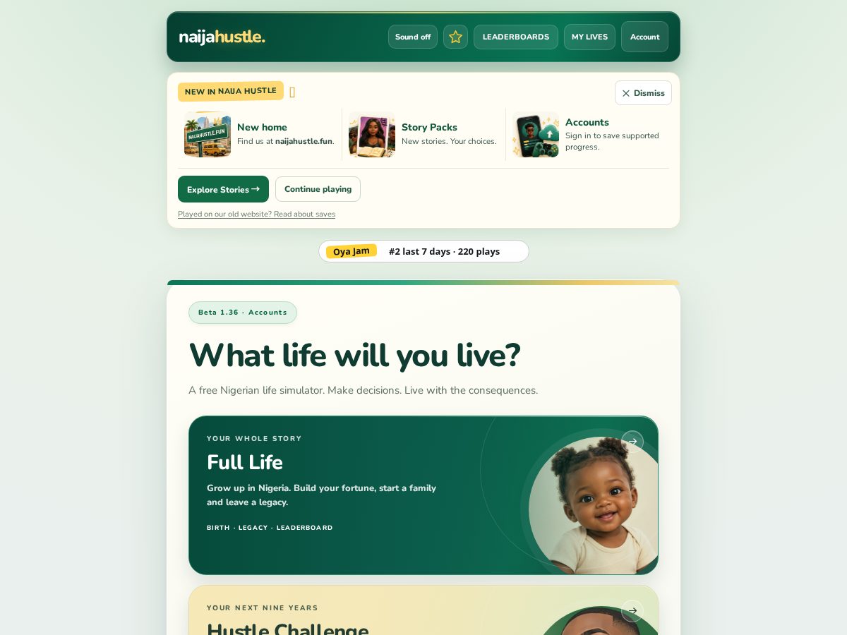 Landing-page snapshot of naijahustle.fun