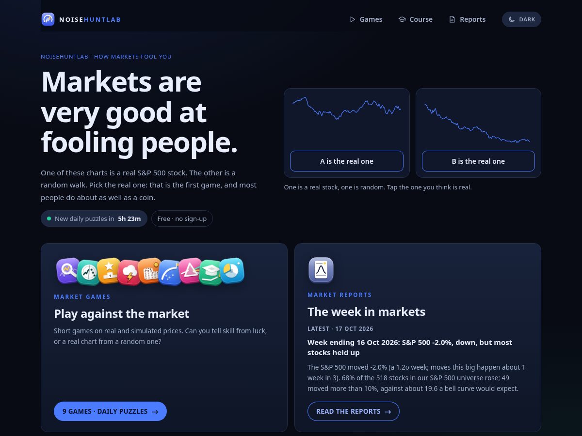 Landing-page snapshot of noisehuntlab.com