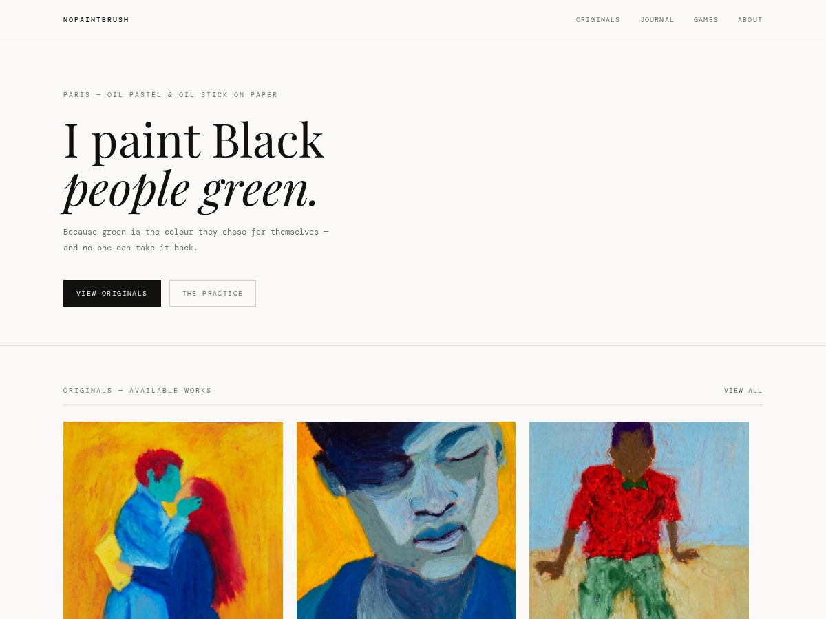Landing-page snapshot of nopaintbrush.com