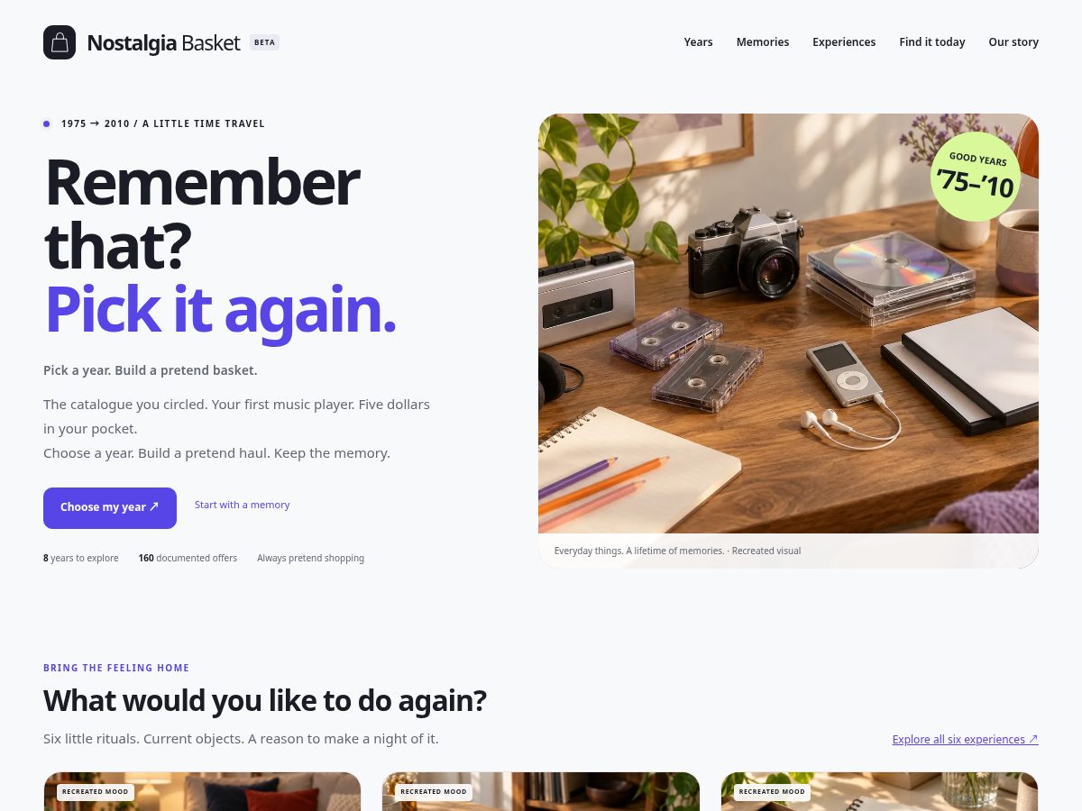 Landing-page snapshot of nostalgiabasket.com