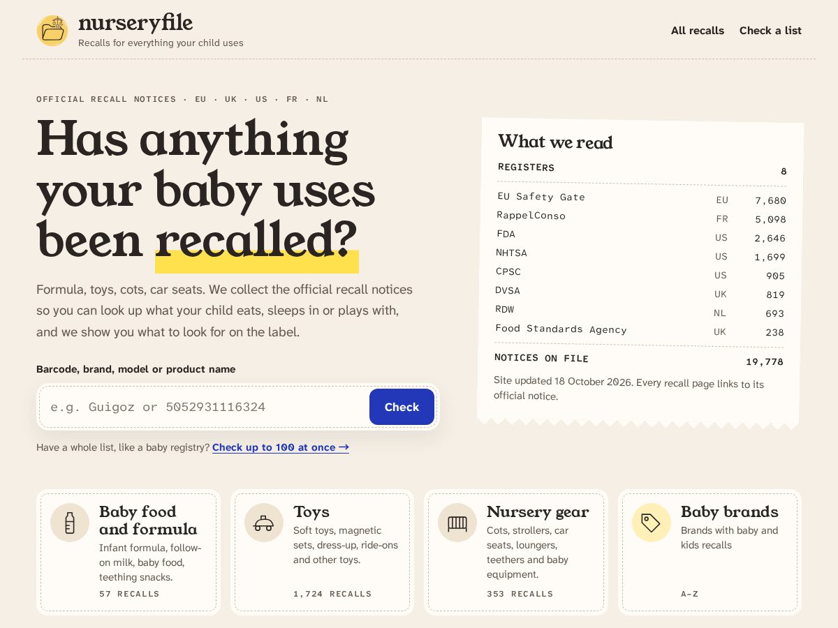 Landing-page snapshot of nurseryfile.com