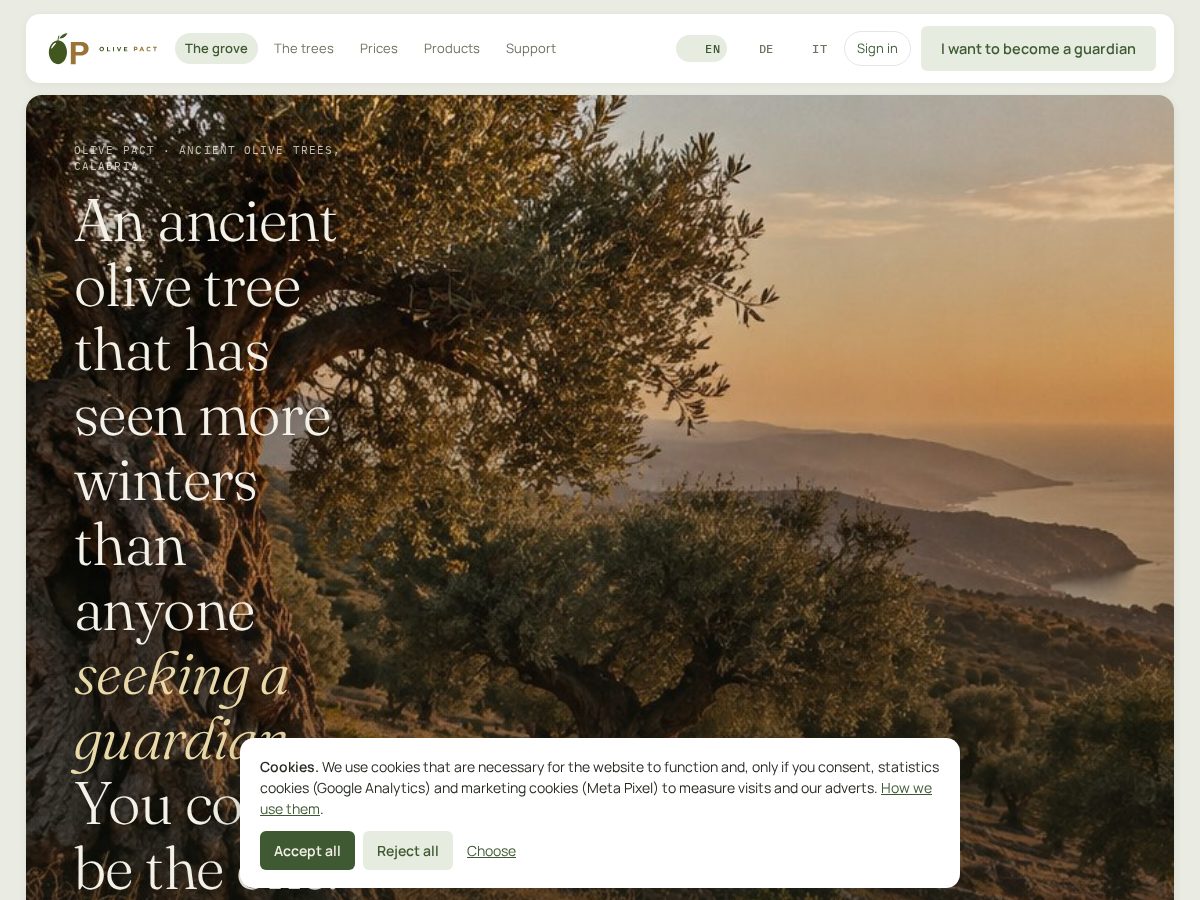 Landing-page snapshot of olivepact.com