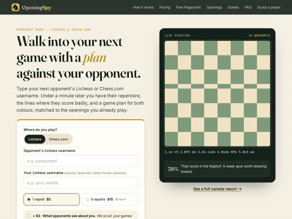 Landing-page snapshot of openingspy.com