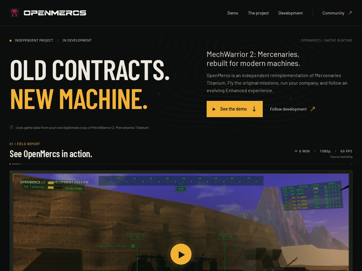 Landing-page snapshot of openmercs.com