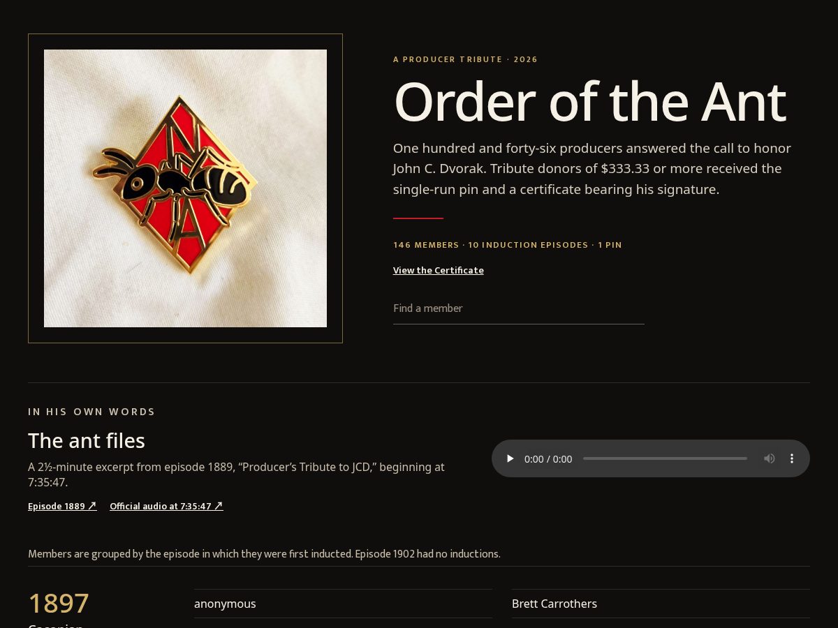 Landing-page snapshot of orderoftheant.com