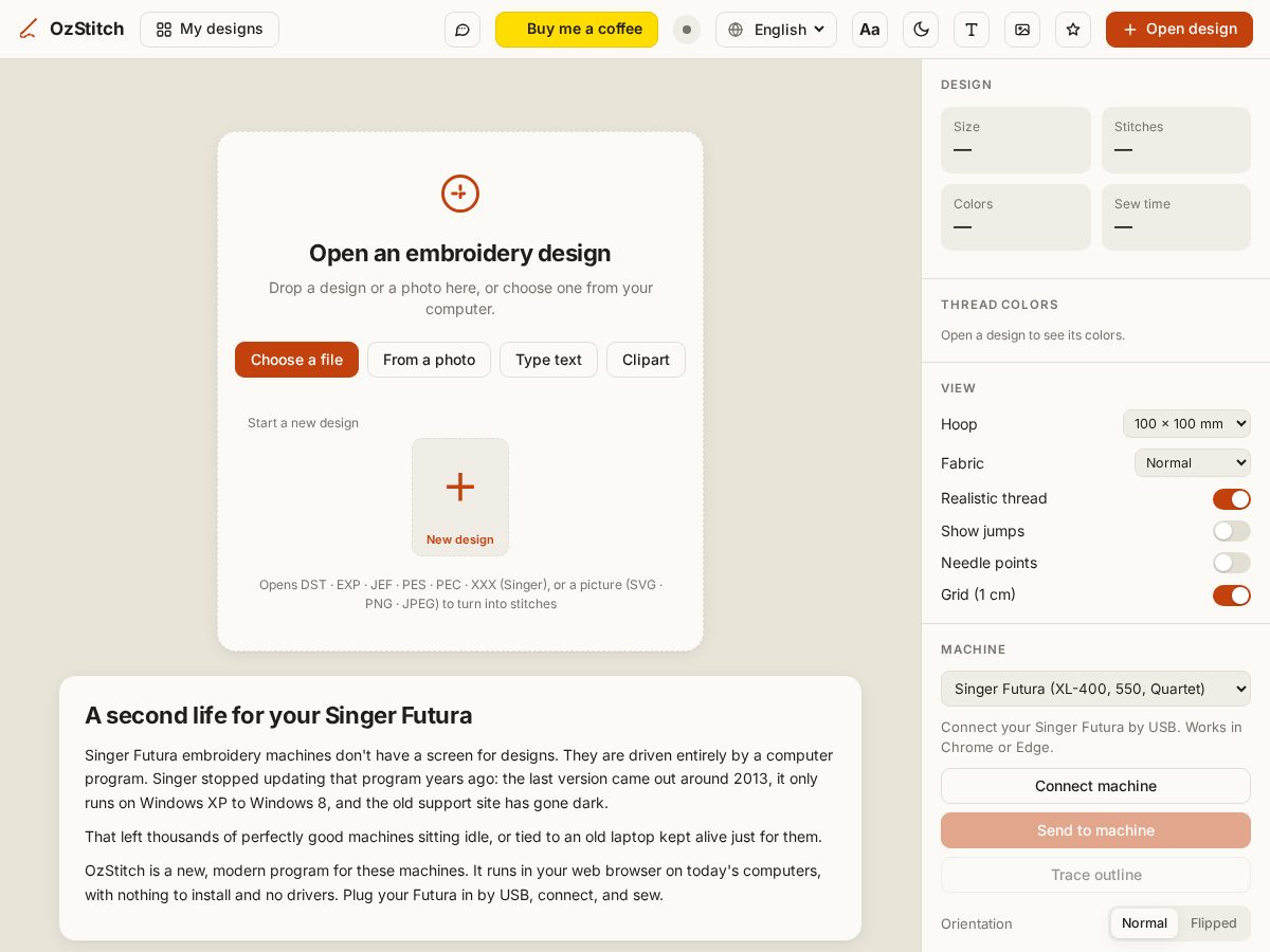 Landing-page snapshot of ozstitch.com