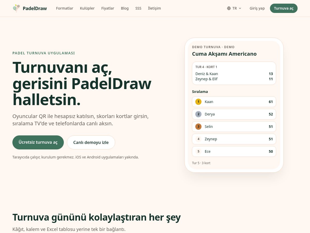 Landing-page snapshot of padeldraw.app