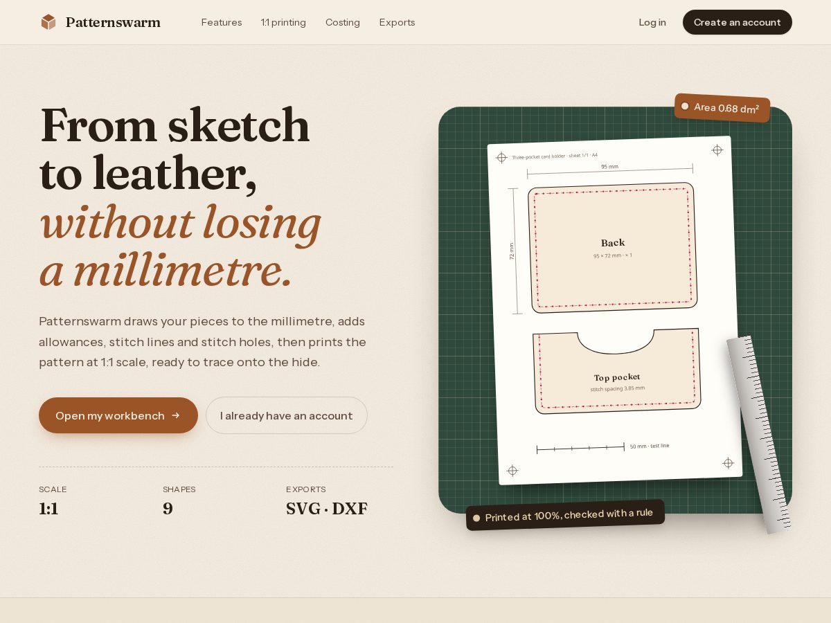 Landing-page snapshot of patternswarm.com