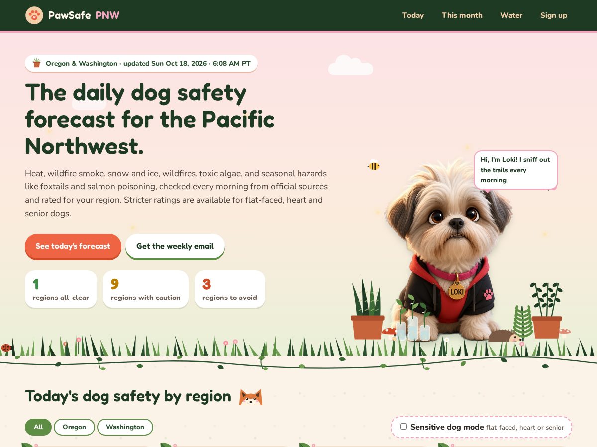Landing-page snapshot of pawsafepnw.com