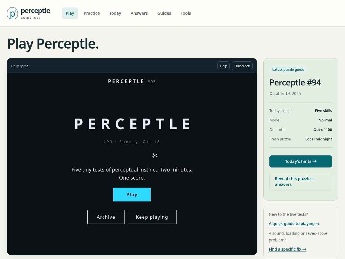 Landing-page snapshot of perceptle.net