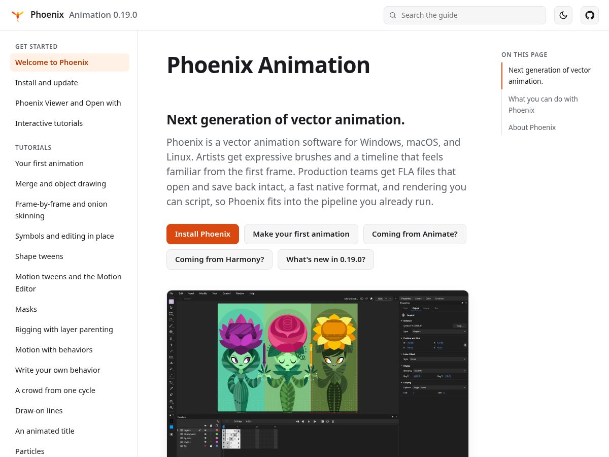 Landing-page snapshot of phoenixanimate.com