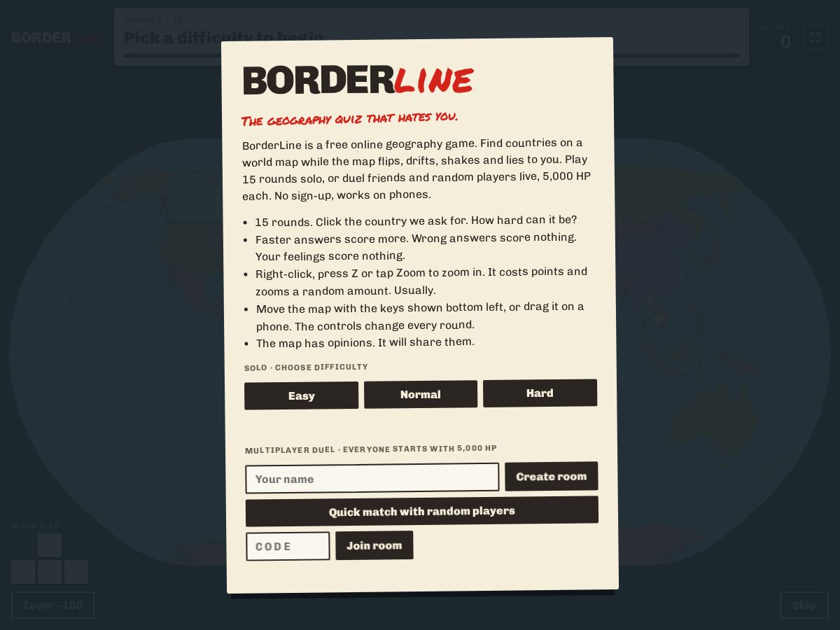 Landing-page snapshot of playborderlinegame.org