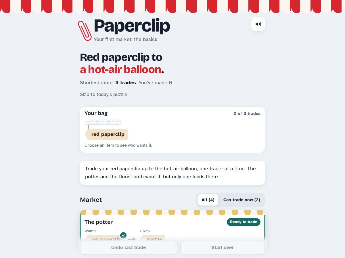 Landing-page snapshot of playpaperclip.app