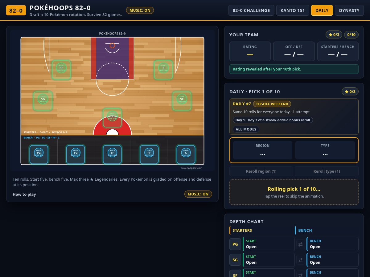 Landing-page snapshot of pokehoops82.com