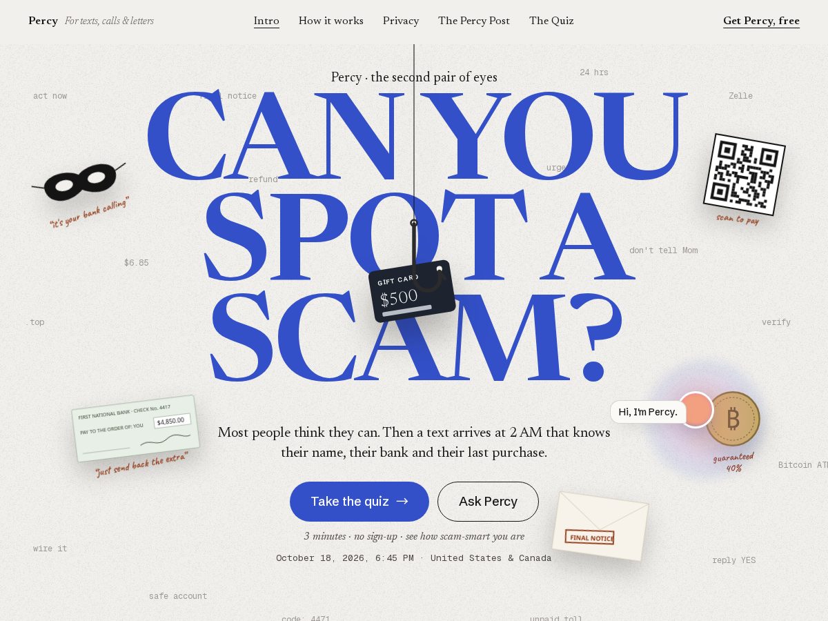 Landing-page snapshot of protectedbypercy.com