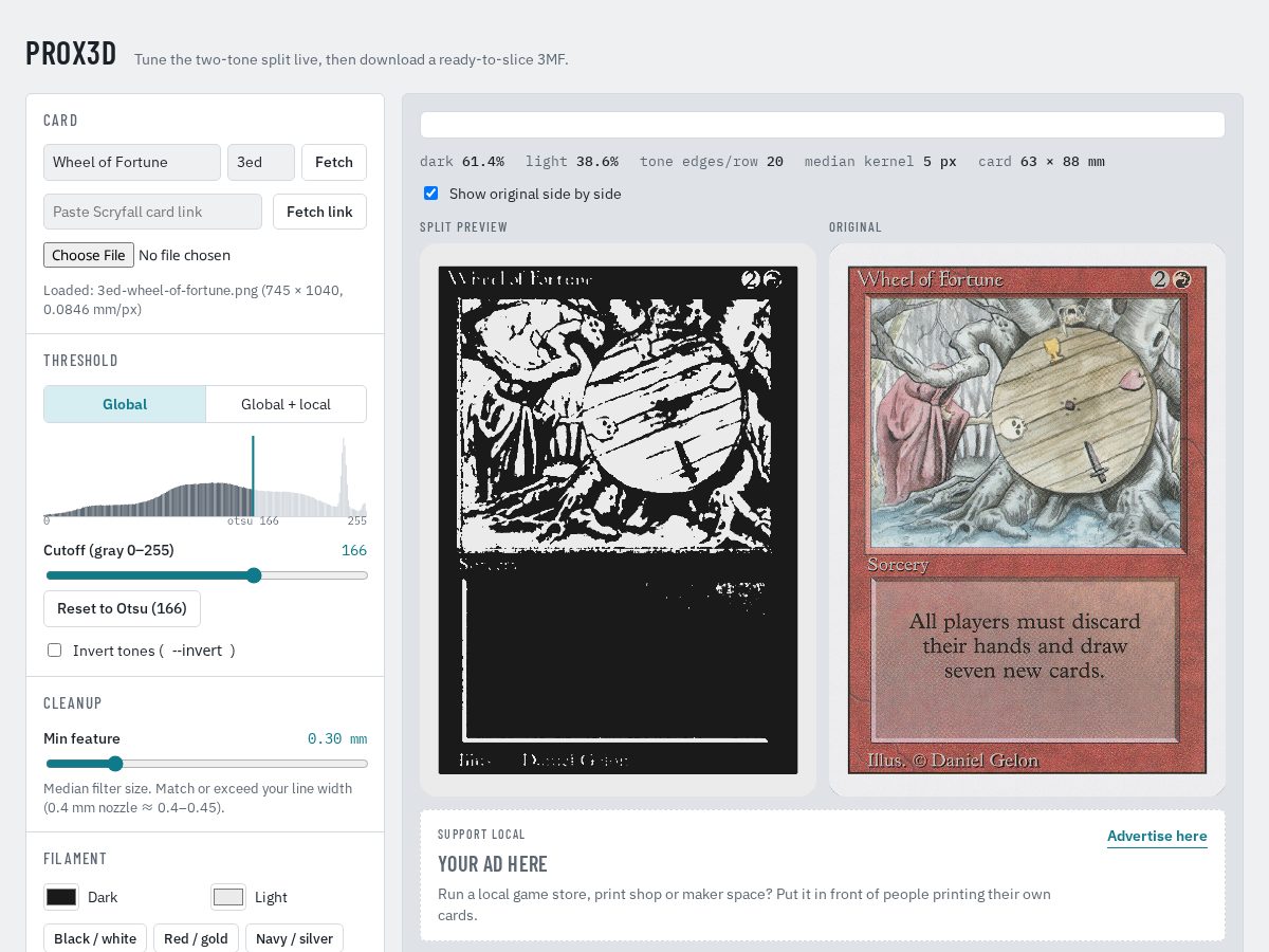 Landing-page snapshot of prox3d.com