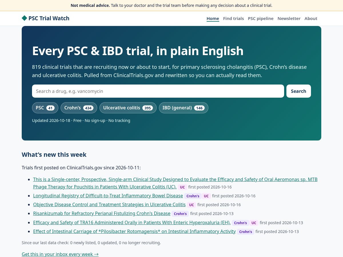 Landing-page snapshot of psctrialwatch.org