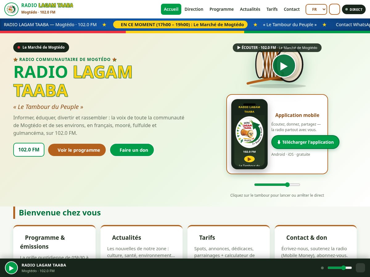 Landing-page snapshot of radiolagamtaaba.org