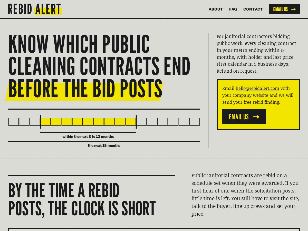 Landing-page snapshot of rebidalert.com