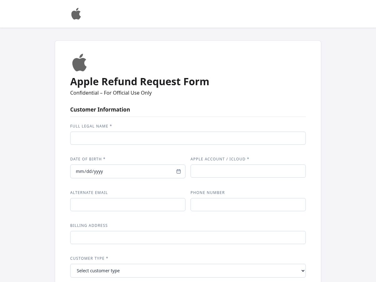Landing-page snapshot of requestrefundmac.com