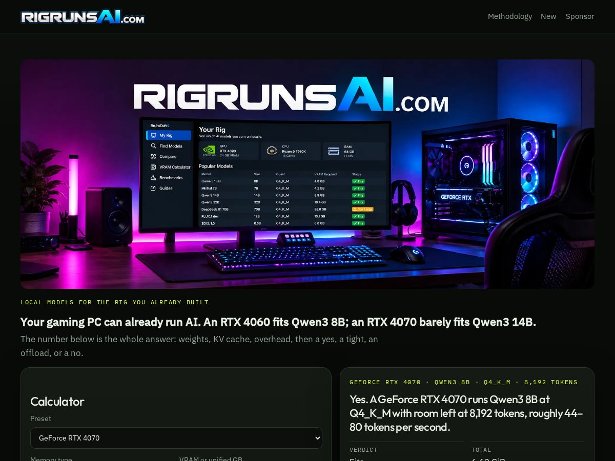 Landing-page snapshot of rigrunsai.com