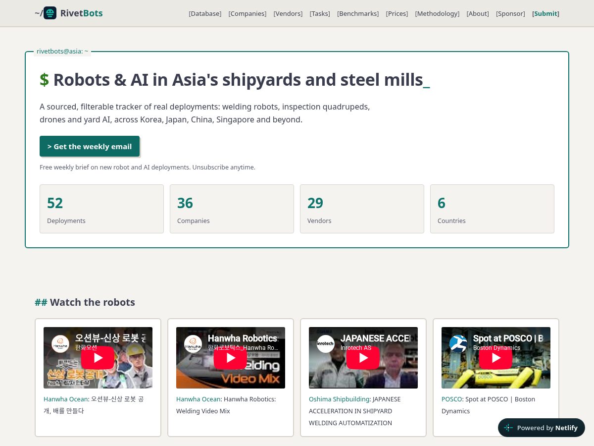 Landing-page snapshot of rivetbots.com