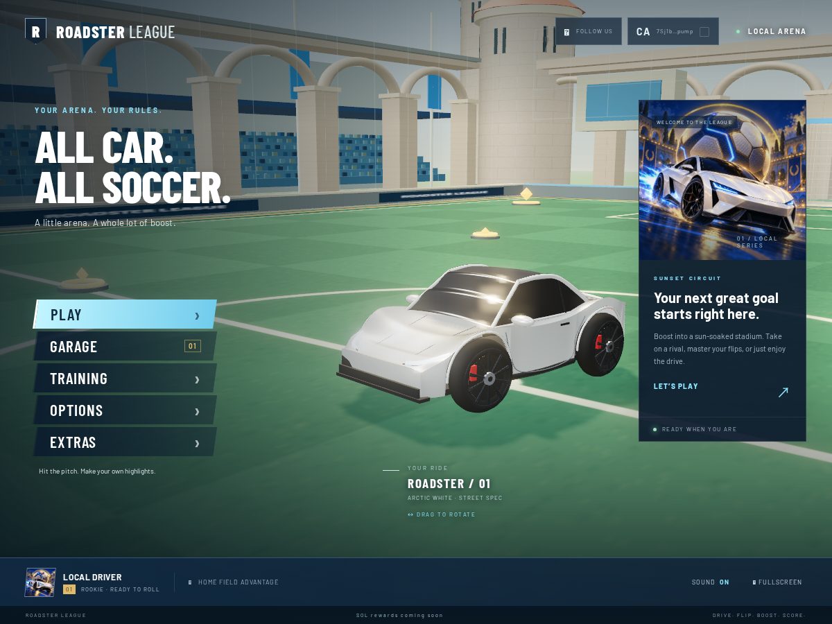 Landing-page snapshot of roadsterleaguegames.com