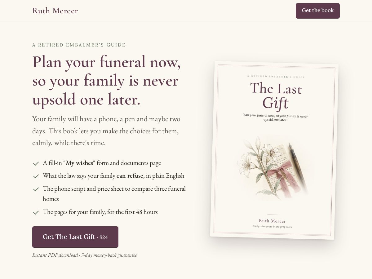 Landing-page snapshot of ruthmercer.com