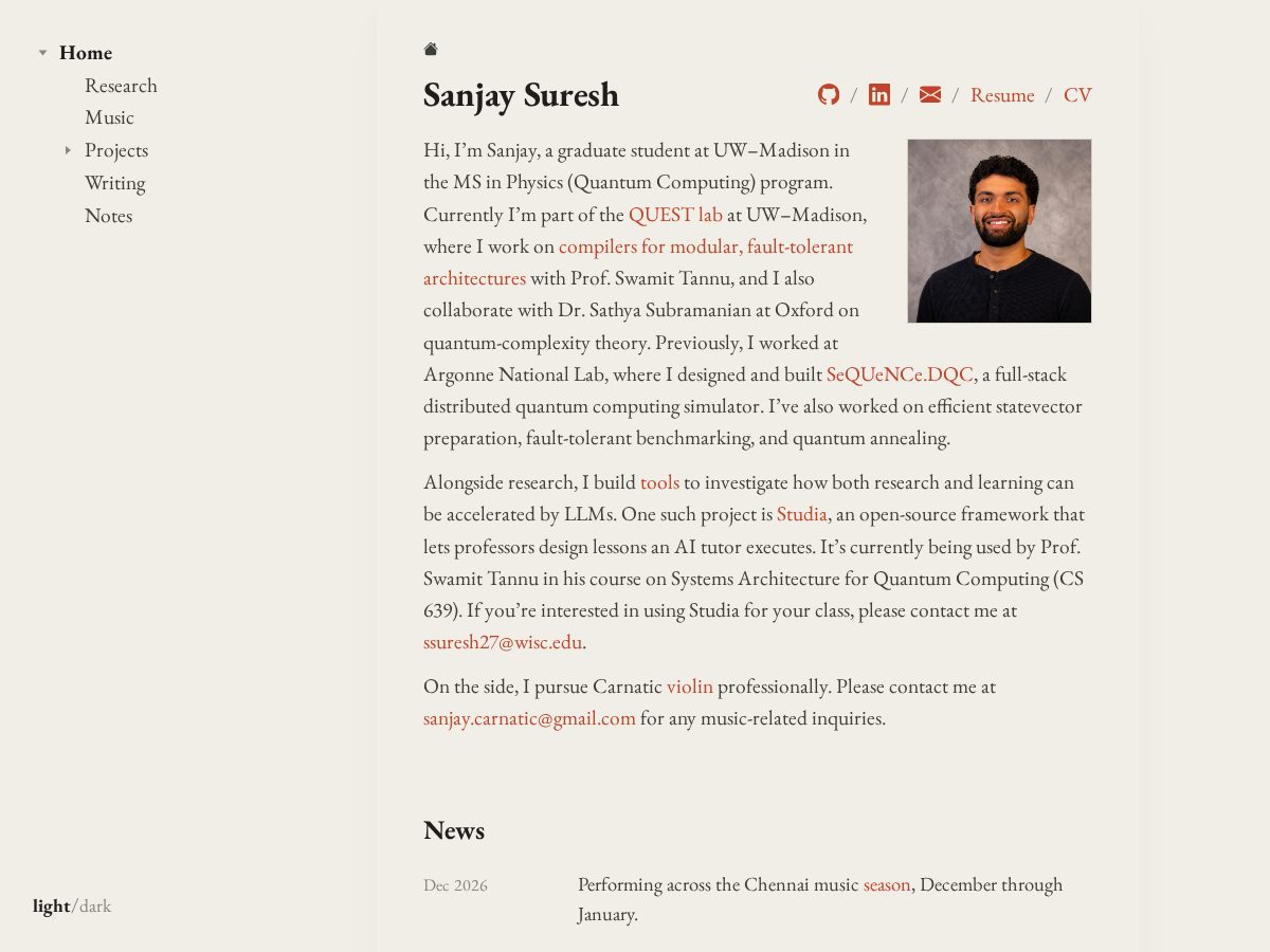 Landing-page snapshot of sanjay-suresh.com