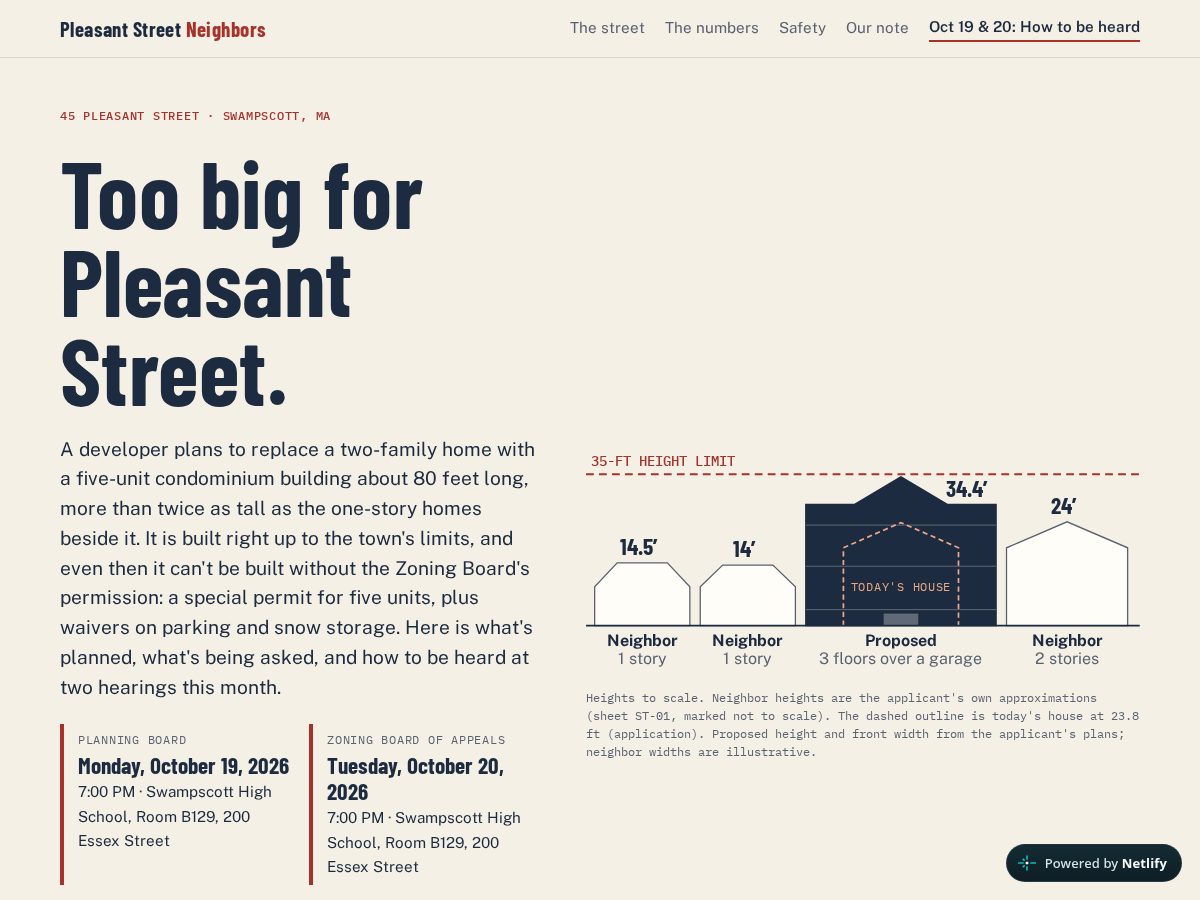 Landing-page snapshot of savepleasantstreet.com