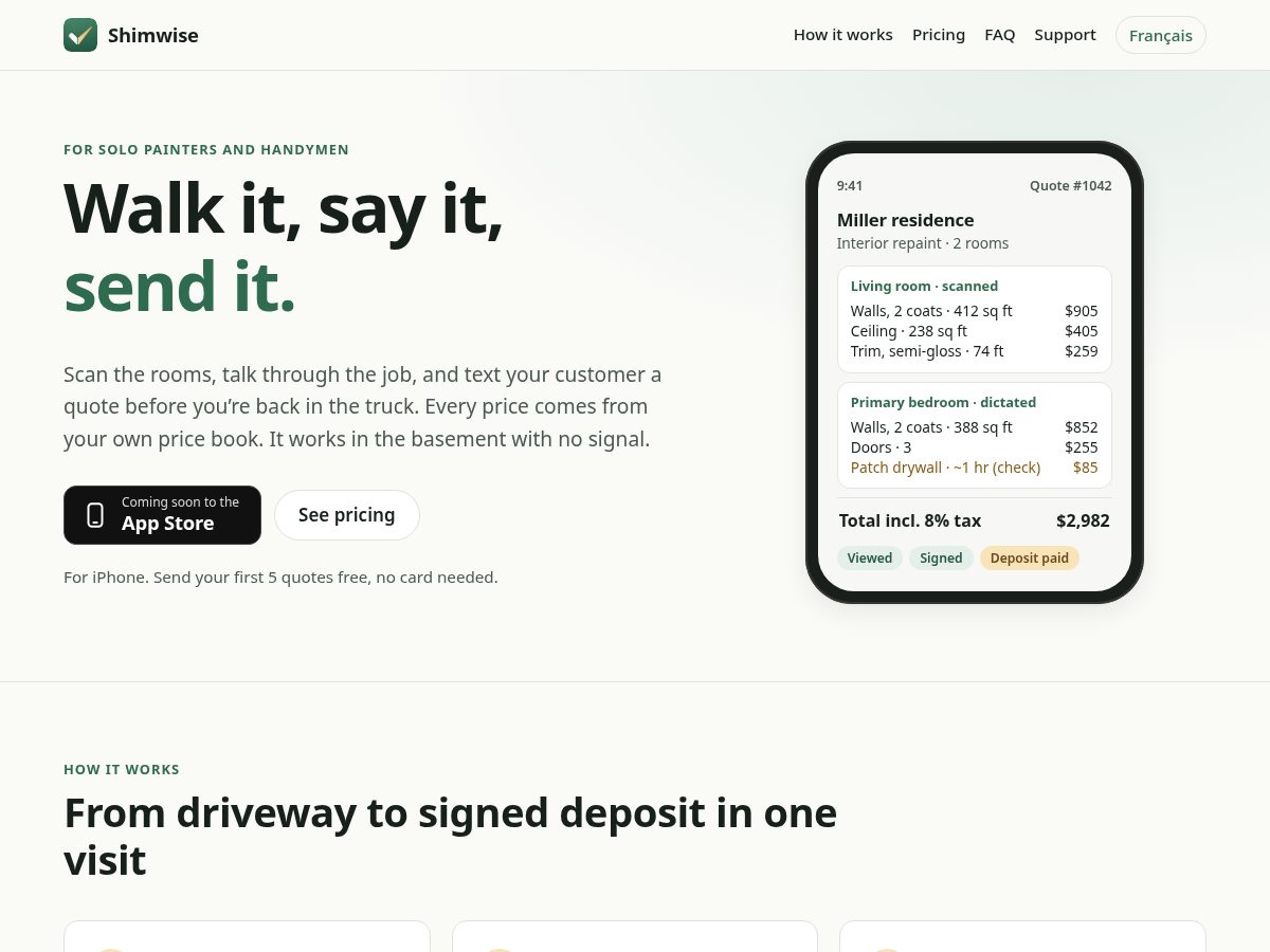 Landing-page snapshot of shimwise.com