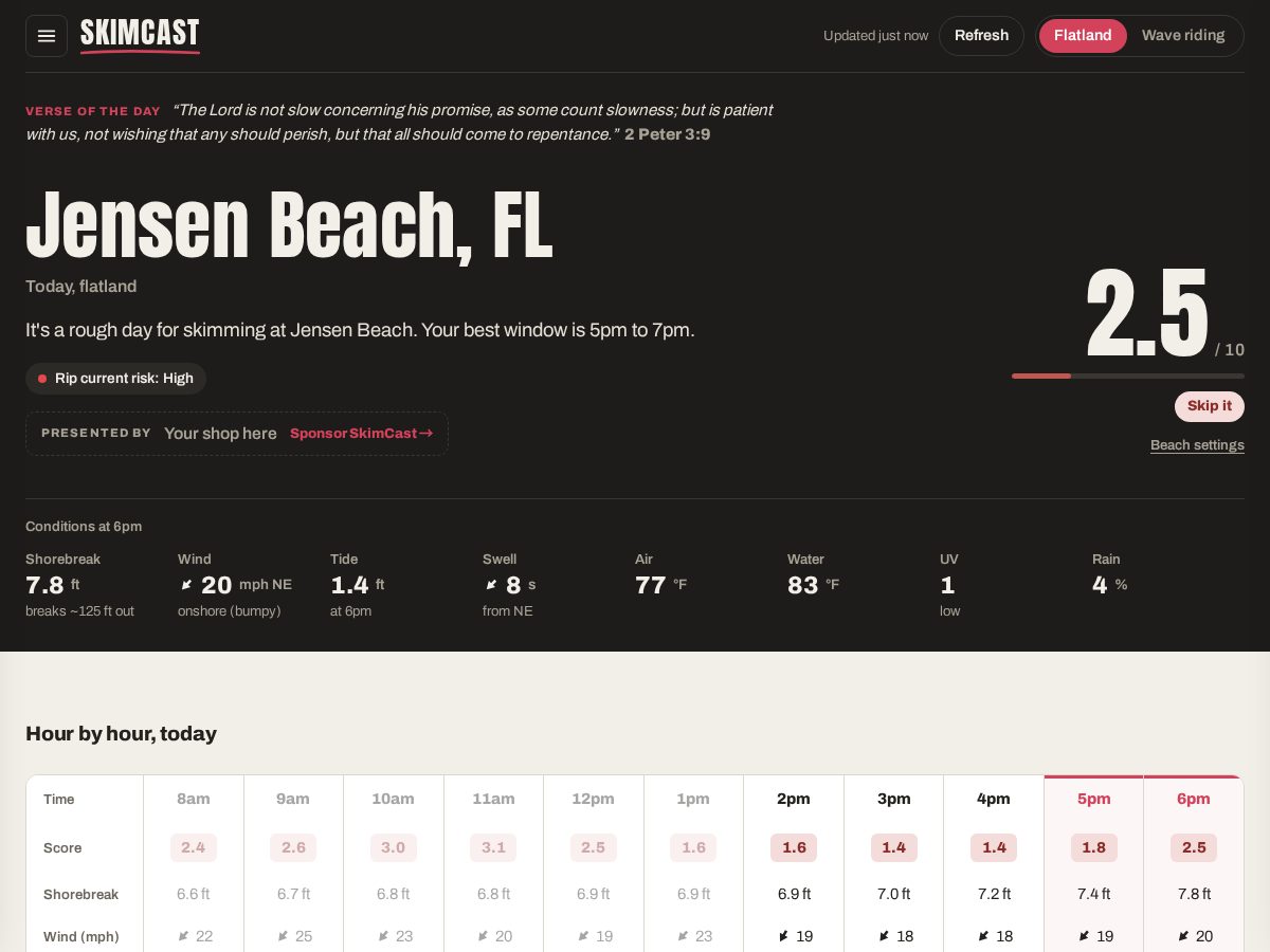 Landing-page snapshot of skimcastapp.com