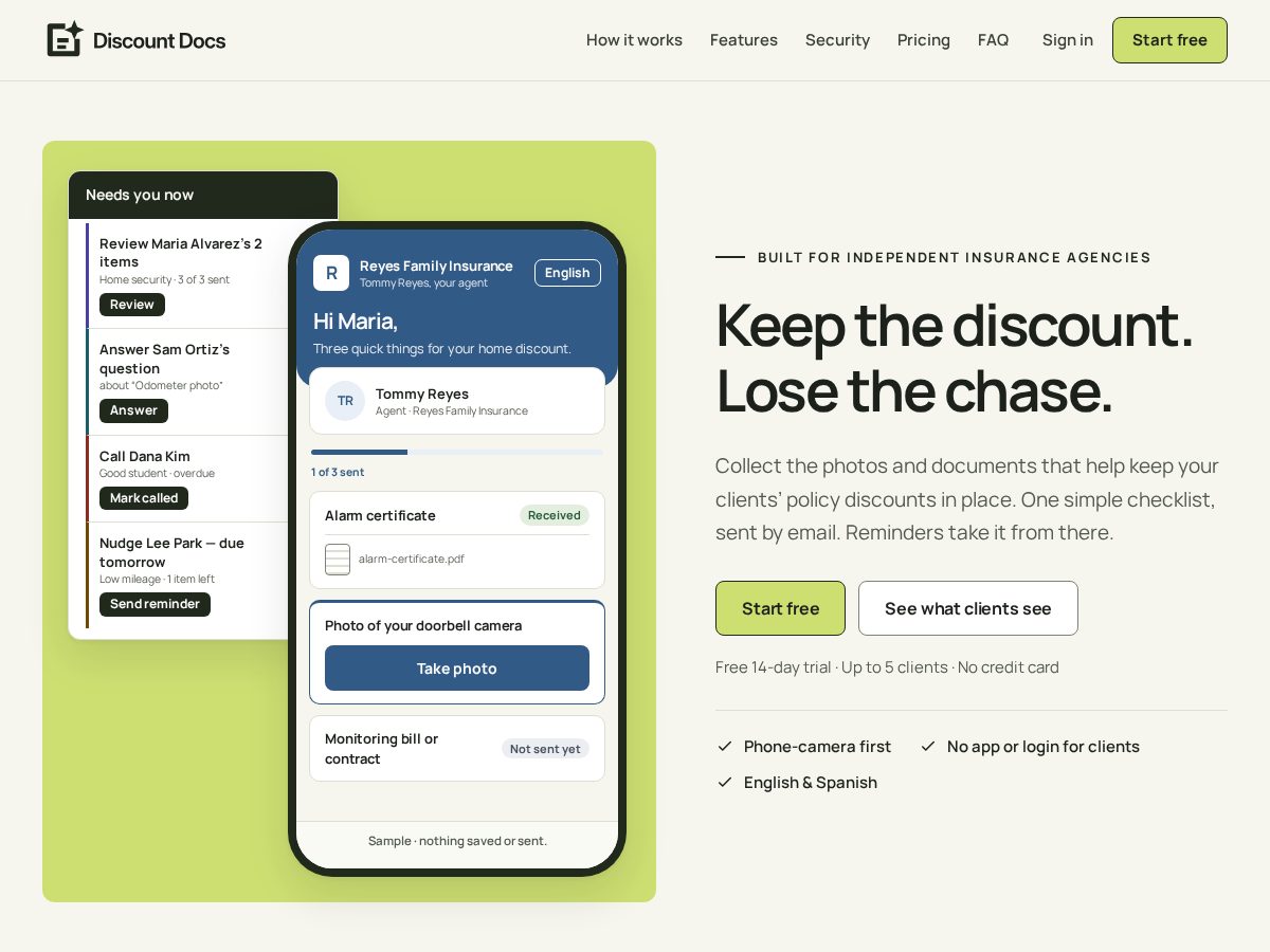 Landing-page snapshot of snapdiscountdocs.com