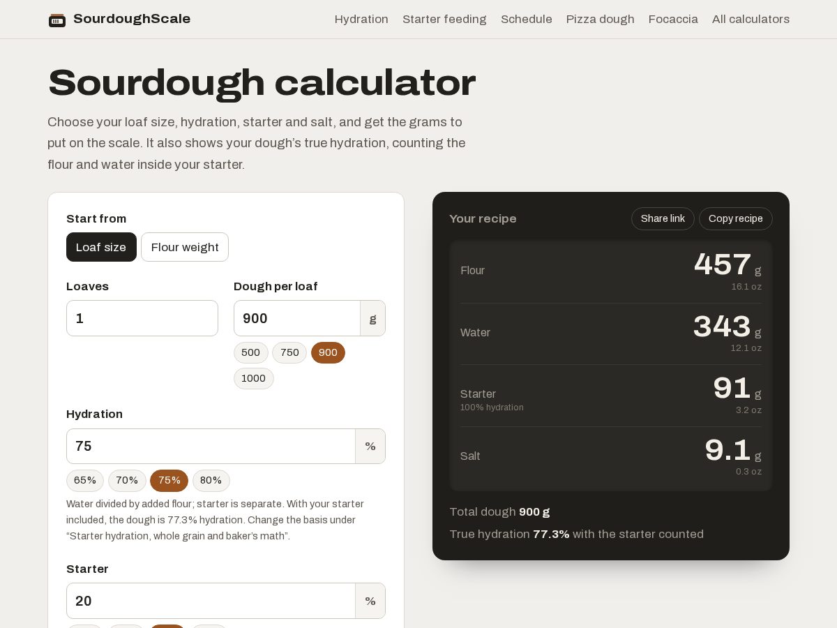 Landing-page snapshot of sourdoughscale.com