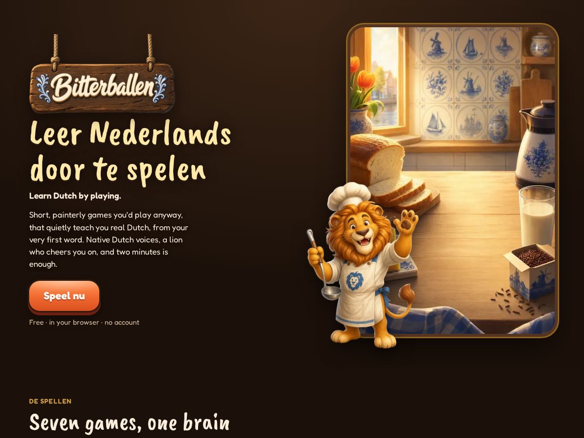 Landing-page snapshot of speelbitterballen.com