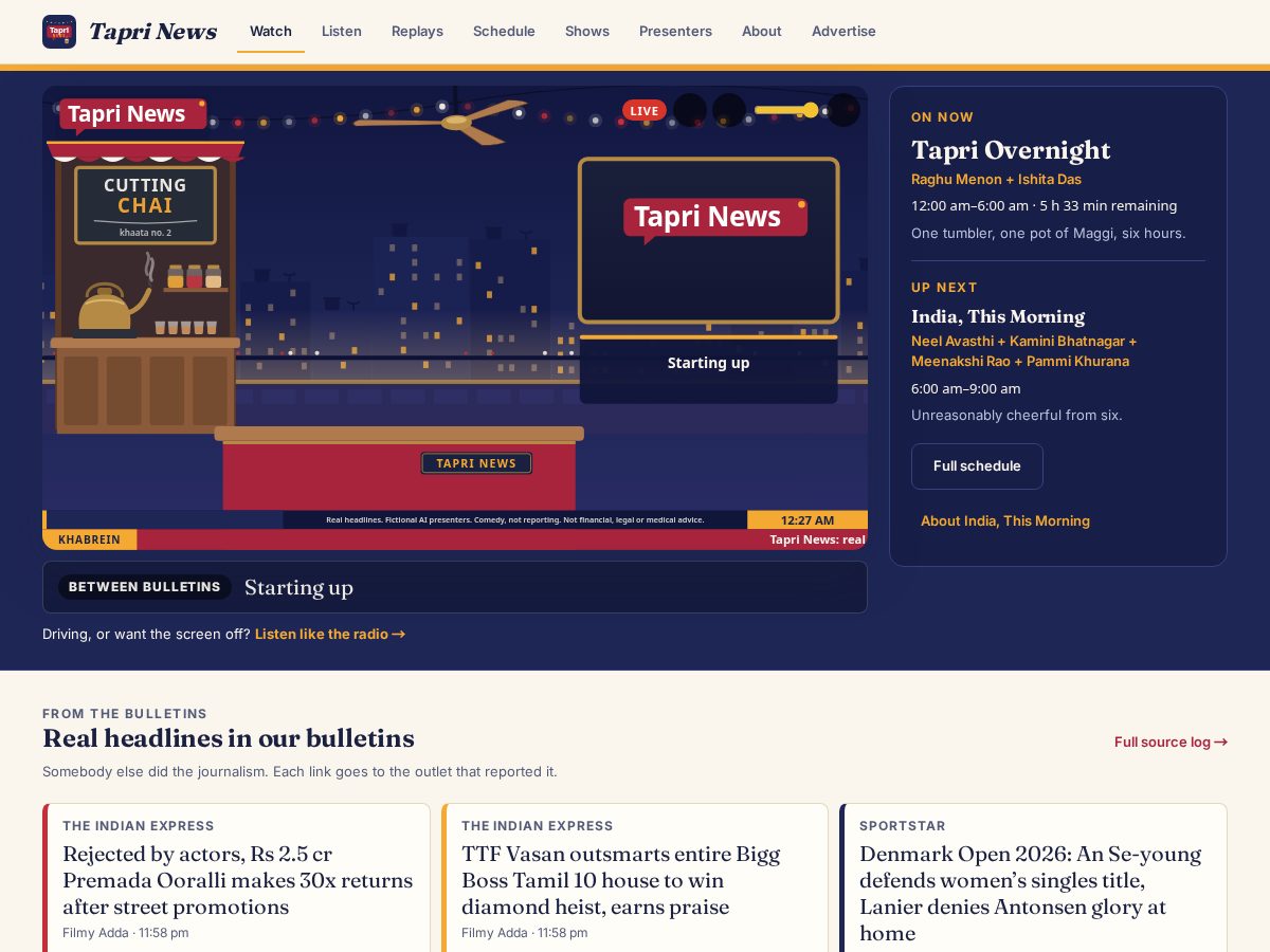 Landing-page snapshot of taprinews.com
