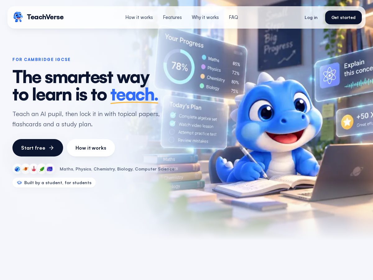 Landing-page snapshot of teachverse.app