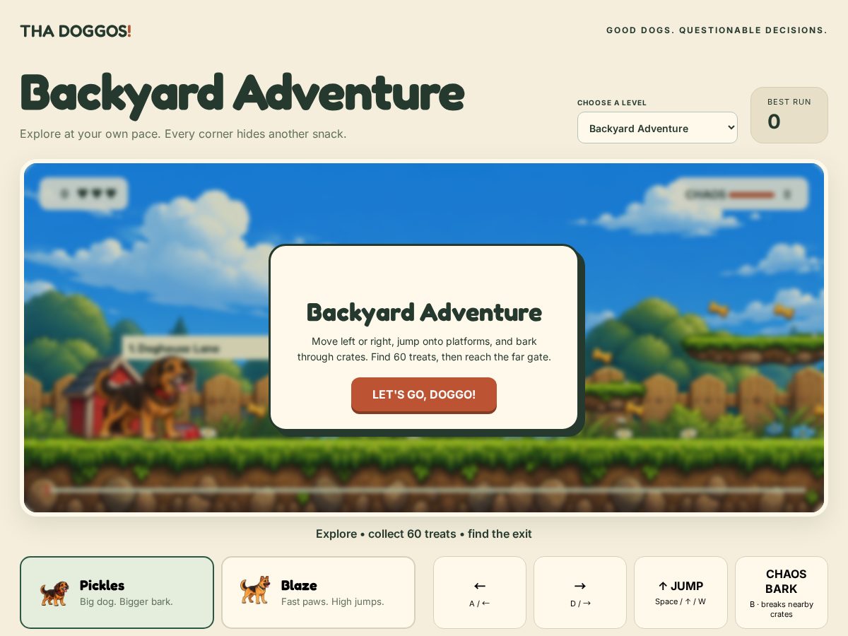 Landing-page snapshot of thadoggos.fun