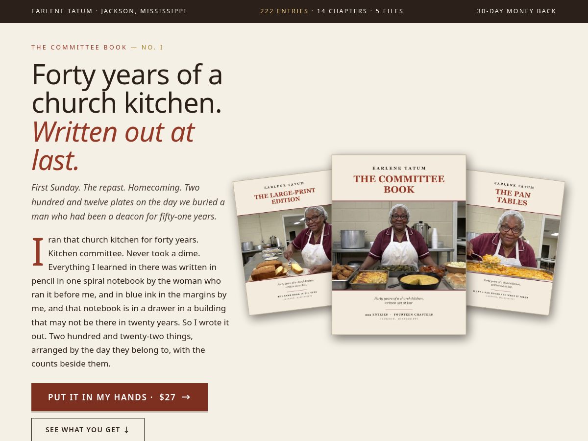 Landing-page snapshot of thecommitteebook.com