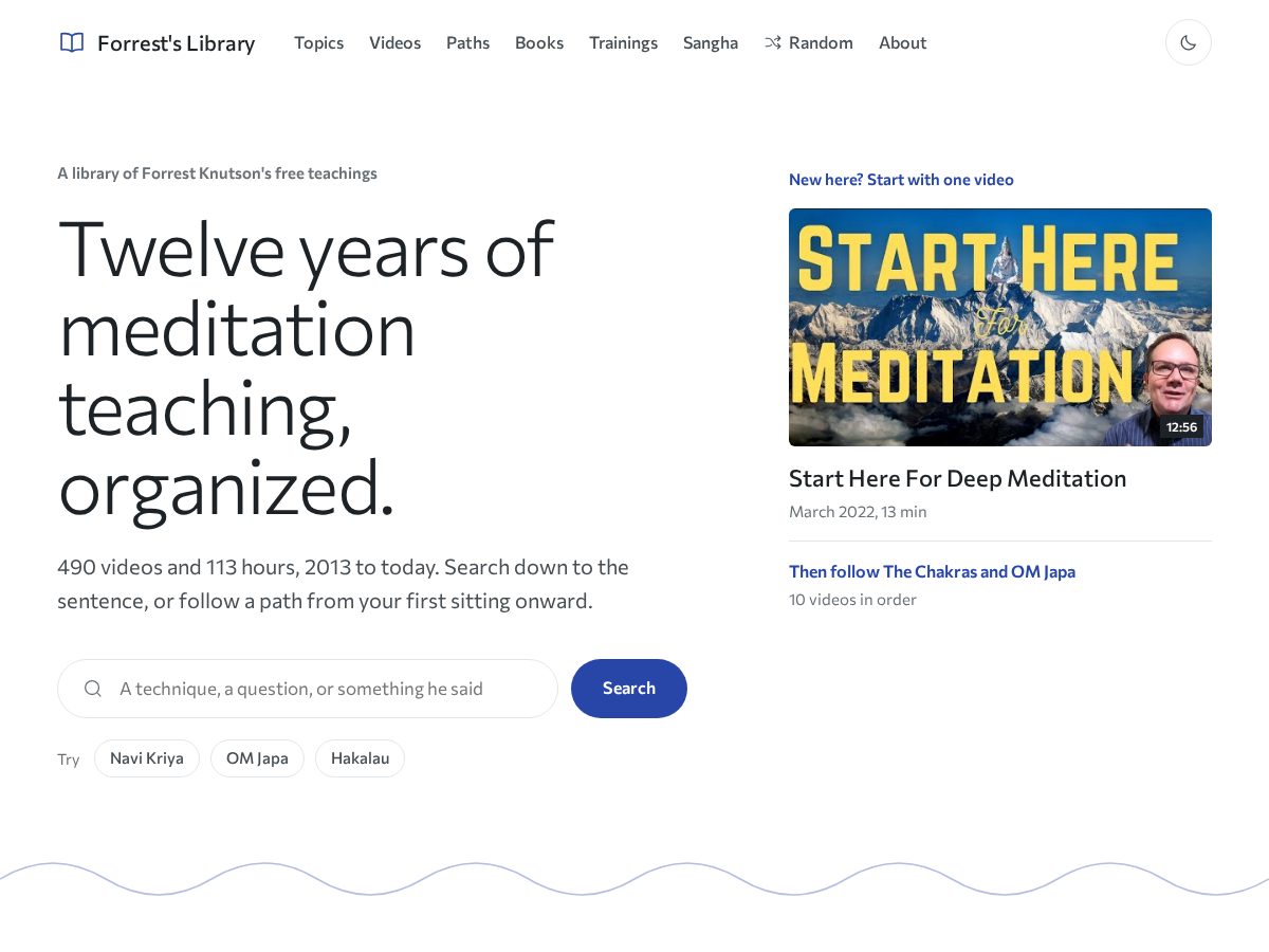 Landing-page snapshot of theforrestlibrary.com