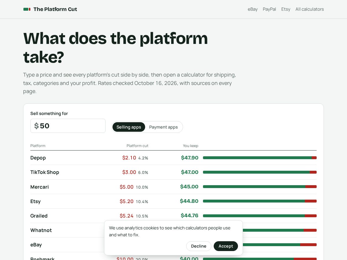 Landing-page snapshot of theplatformcut.com