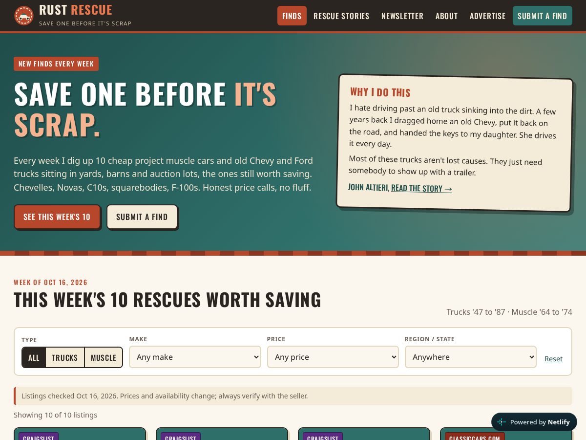 Landing-page snapshot of therustrescue.com