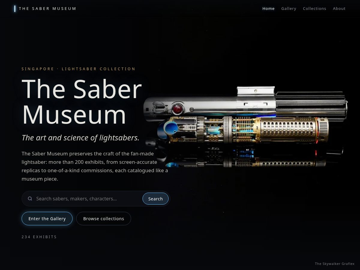 Landing-page snapshot of thesabermuseum.com